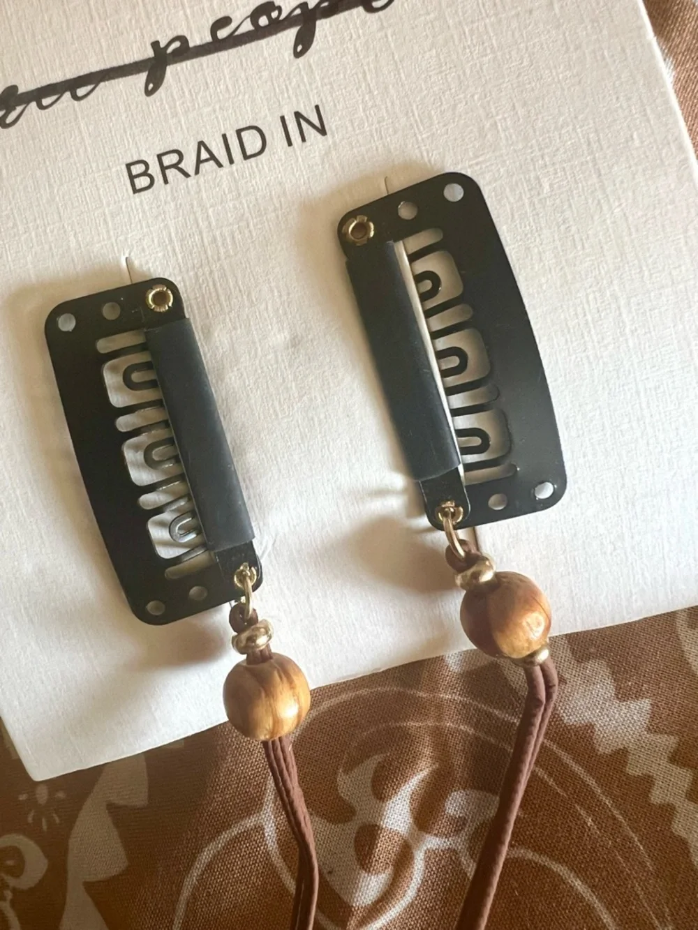 New! Free People Boho Coachella Braid In Beaded Hair Clips Set of Two